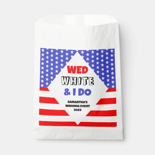 Wed, White en ik doen een patriottisch bruiloft ev Bedankzakje (Voorkant)