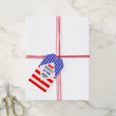 Wed, White en ik doen een patriottisch bruiloft ev Cadeaulabel (Met Touw)