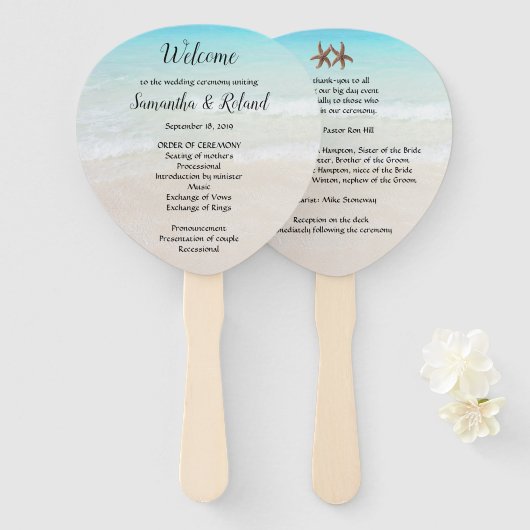 Wedden door de Zee Starfish Fan Programs Handwaaier (Voorkant en achterkant)