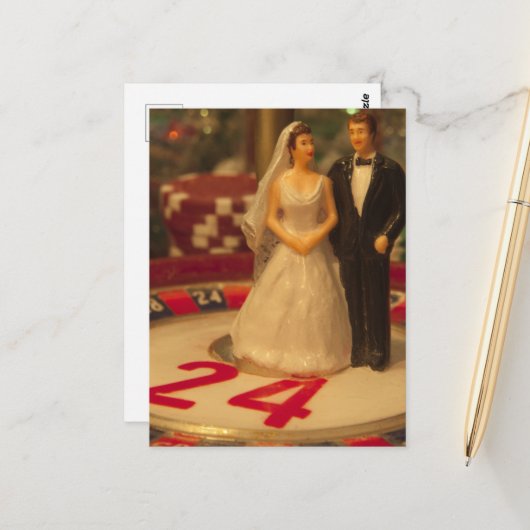 Wedden op het huwelijk briefkaart (Voorkant / Achterkant in situ)