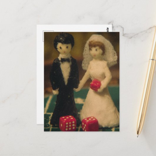 Wedden op Huwelijk Retro Briefkaart (Voorkant / Achterkant in situ)