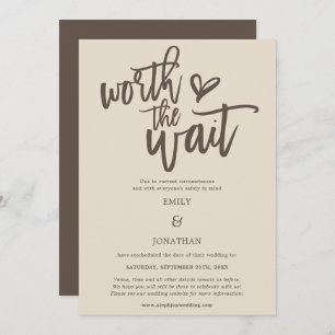 Wedden Worth the Wait Script Cream Brown Save The Date