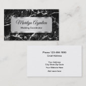 Weddencoördinator Classy Black Marble Achtergrond Visitekaartje (Voorkant / Achterkant)