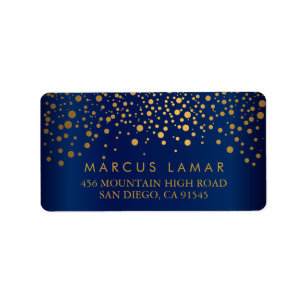 Weddendag Trendy Gold Stippen marineslavenblauw Etiket