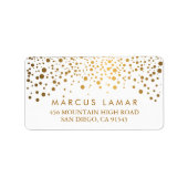 Weddendag Trendy Gold Stippen White Etiket (Voorkant)