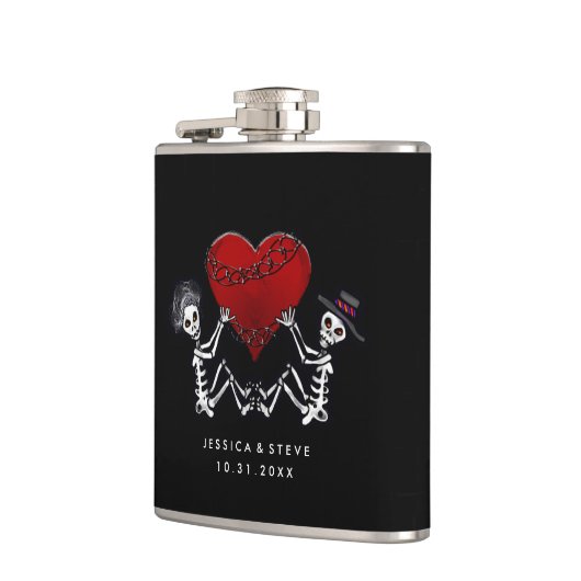 Weddenflesje - Skeletten met hart Heupfles (Links)