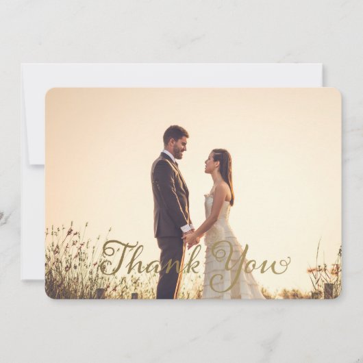 Weddenfoto Bedankt Opmerking: Faux Gold Effect (Voorkant)