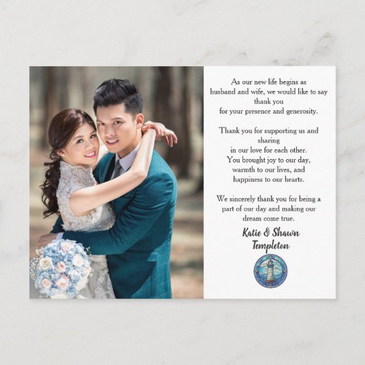 Weddenfoto Dank je dubbelzijdig Briefkaart (Achterkant)