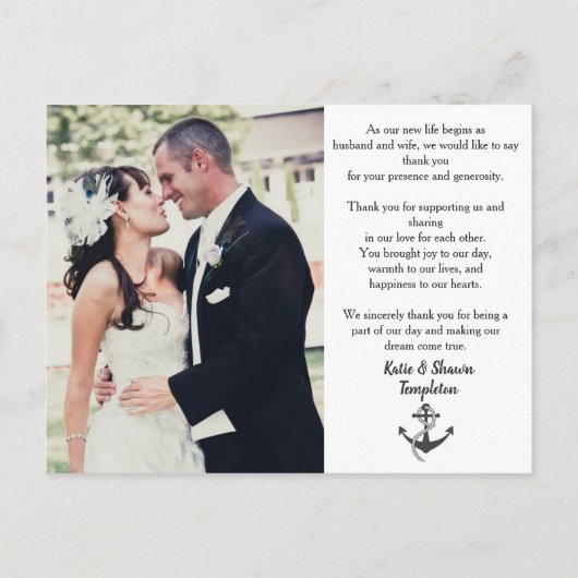 Weddenfoto Dank je dubbelzijdig Briefkaart (Achterkant)