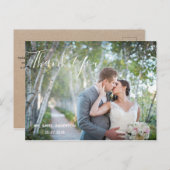 Weddenfoto Hartelijk dank | Elegant Script Briefka Briefkaart (Voorkant / Achterkant)