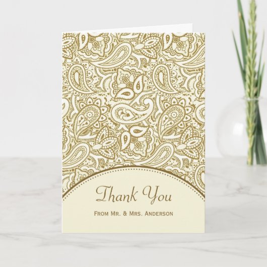Weddenfoto Hartelijk dank voor Luxe Gold Ivory Pai Bedankkaart (Voorkant)