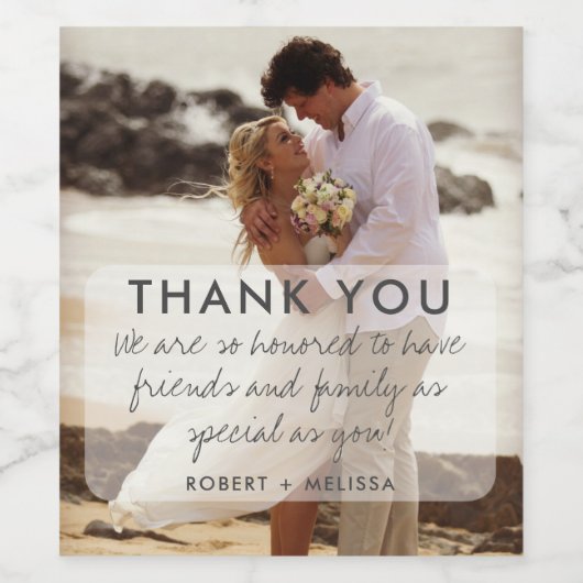 Weddenfoto Hartelijk dank Wijn Etiket (Enkel label)