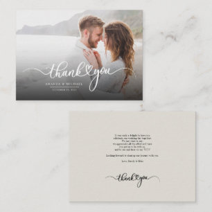 Weddenfoto met handschrift - Hartelijk dank Notitiekaartje