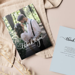 Weddenfoto met handschrift - Hartelijk dank Notitiekaartje