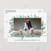 Weddenfoto met kerstpine Greenery Briefkaart (Voorkant / Achterkant)