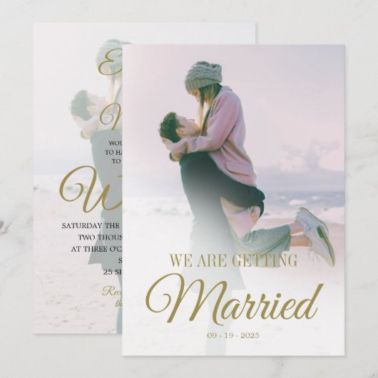 Weddenfoto Overlay Modern Elegant Simple Kaart (Voorkant / Achterkant)