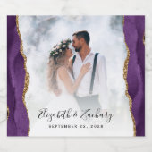 Weddenfoto Paars Gold Agate Sparkling Wijnetiket (Enkel label)