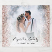 Weddenfoto Roos Gold Glitter Sparkling Wijnetiket (Enkel label)