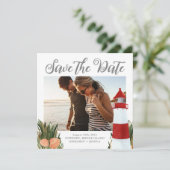 Weddenfoto van kustbestemming save the date
