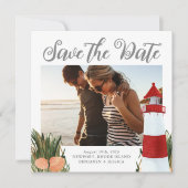 Weddenfoto van kustbestemming save the date
