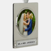 Weddenfoto Verzilverd Banner Ornament (Rechts)