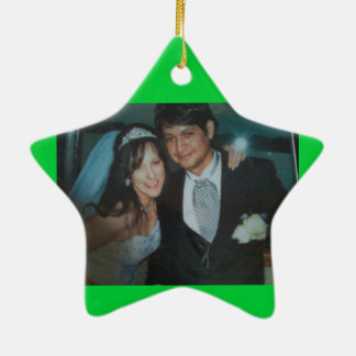 Weddenfoto voor je eerste kerstfeest keramisch ornament