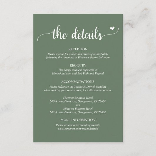 Weddengegevens, Rustic Script Enclosure Card Informatiekaartje (Voorkant)