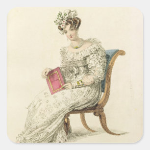 Weddenjassen, mode bord van Ackermann's Repo Vierkante Sticker