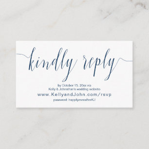 Weddenkalligrafie, Navy Blue, online diner RSVP Informatiekaartje