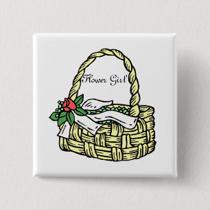 Weddenmandje Bloemenmeisje Pin Button Badge Gift
