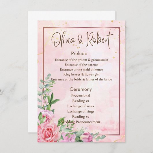 Weddenprogramma (Voorkant / Achterkant)