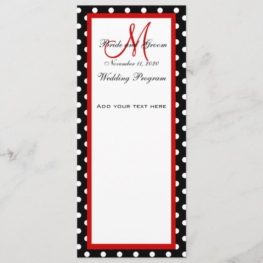 Weddenprogramma Black White Polka Dots Programma (Voorkant)