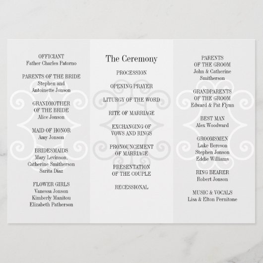 Weddenprogramma Brochure Gray Curl Programma (Achterkant)