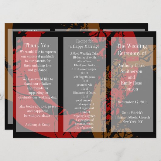 Weddenprogramma Brochure Red Brown Ring Programma (Voorkant / Achterkant)