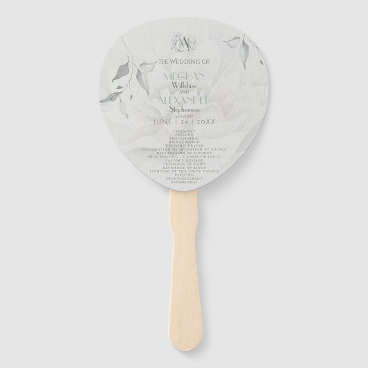 Weddenprogramma | Chic Boho Waterverf Dahlia Handwaaier (Voorkant)