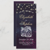 Weddenprogramma Chic Mason Jar Paars String Light Programma (Voorkant / Achterkant)