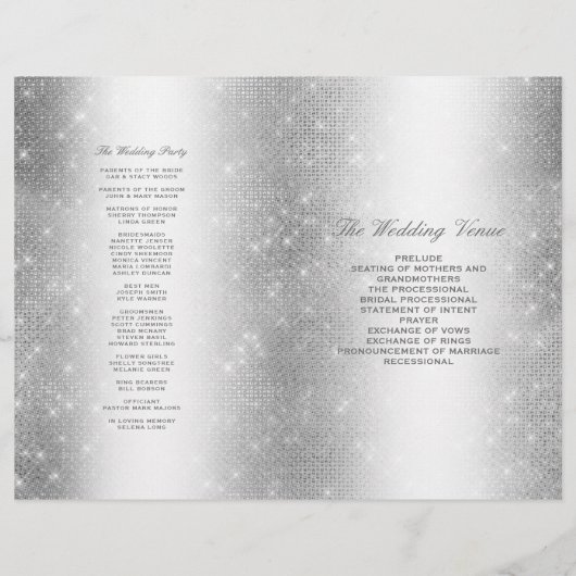 Weddenprogramma Elegant Silver Sparkles (Achterkant)