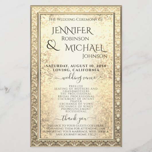 Weddenprogramma | Glam Gold Glitter-kijk (Voorkant)