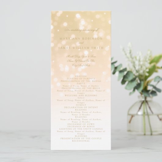 Weddenprogramma Gold Bokeh Sparkle Lights Programma (Staand voorkant)