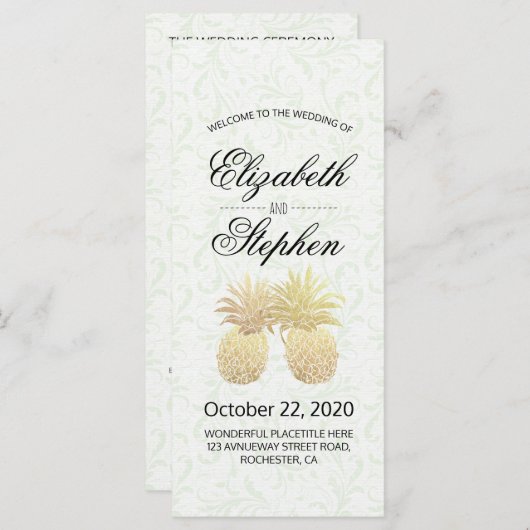 Weddenprogramma gouden anananappel programma (Voorkant / Achterkant)