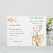 Weddenprogramma | Groen Oranje wit | Floral (Staand voorkant)