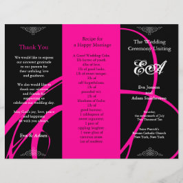 Weddenprogramma-map Twirl Pink Black
