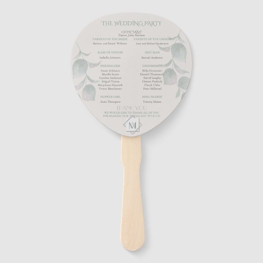 Weddenprogramma | Modern monogram Geometrisch stra Handwaaier (Achterkant)