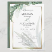 Weddenprogramma | Moderne elegante tropische blade Menu (Voorkant / Achterkant)