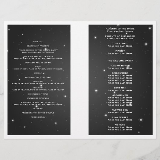 Weddenprogramma Night Dazzle Black (Achterkant)