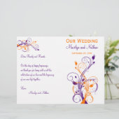 Weddenprogramma | Paars Oranje wit | Floral (Staand voorkant)