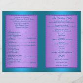 Weddenprogramma | Paars, Turquoise Floral Hearts (Achterkant)