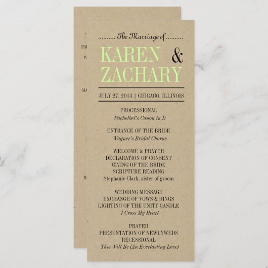 Weddenprogramma Programma (Voorkant / Achterkant)