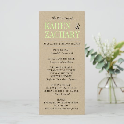 Weddenprogramma Programma (Staand voorkant)