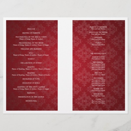 Weddenprogramma Royal Crown Red (Achterkant)